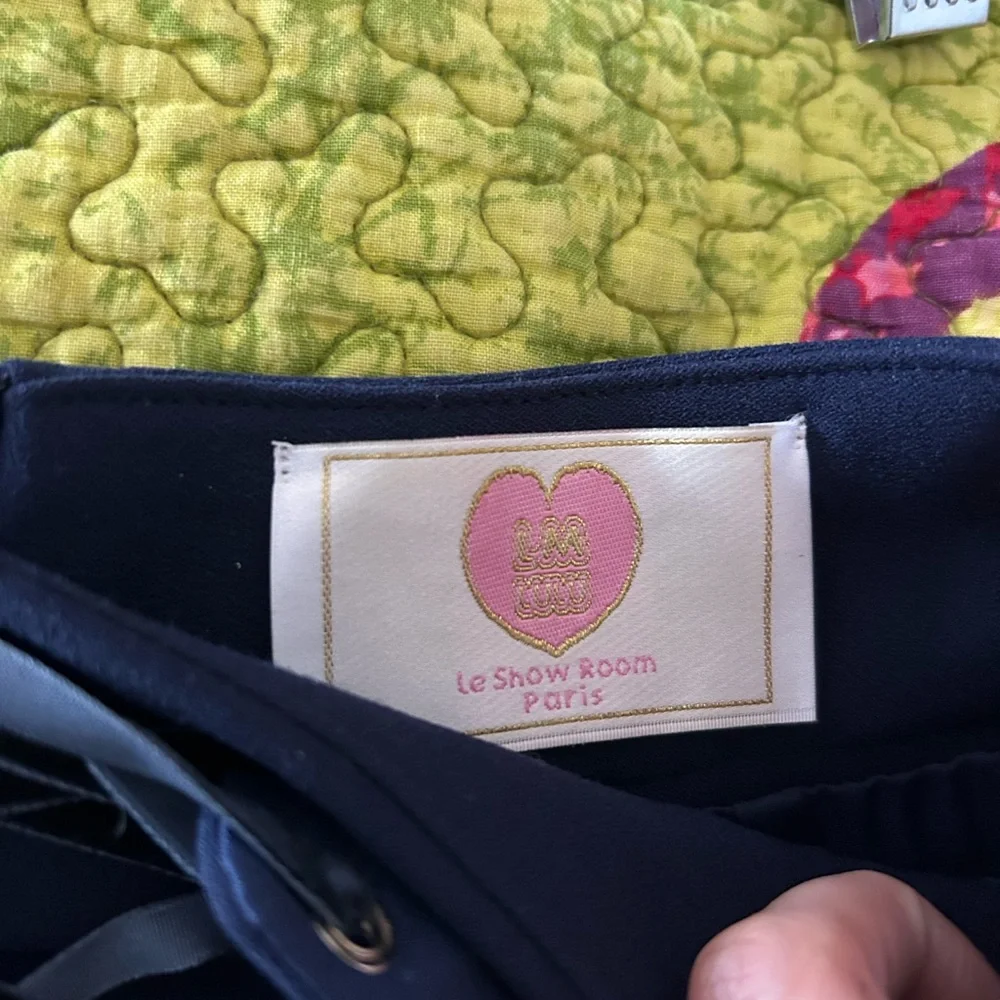 Navy Blue Skirt with Embroidered Design - Picture 2 of 2